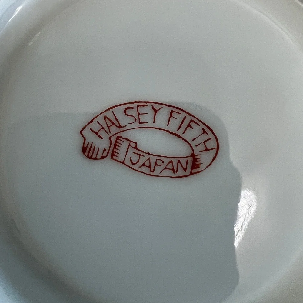 Vintage Halsey Fifth Japan Floral Porcelain Teacup Saucer Set Gold‎ Trim